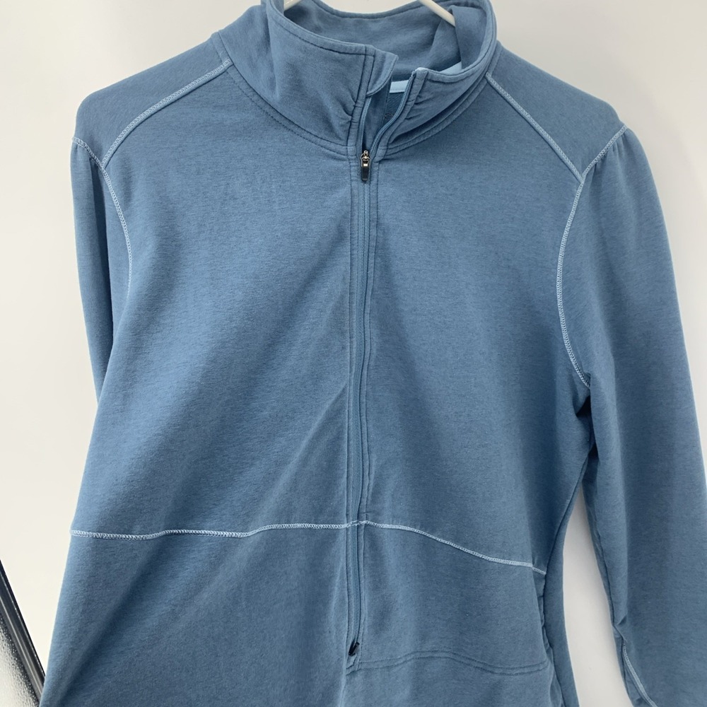Exofficio Women's Blue 1/2 Zip Pullover Performance Thumb Holes XL No Hood - Picture 4 of 8